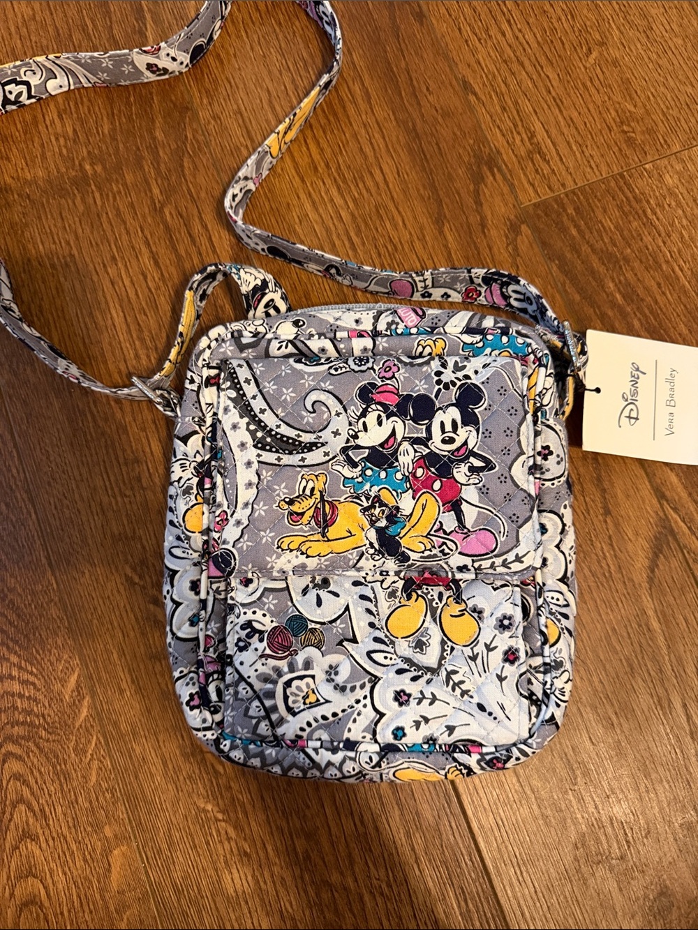Vera Bradley x Disney Gray Mickey & Minnie Crossbody Bag